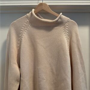 100% Cotton Cream Rollneck Knit Sweater from J Crew